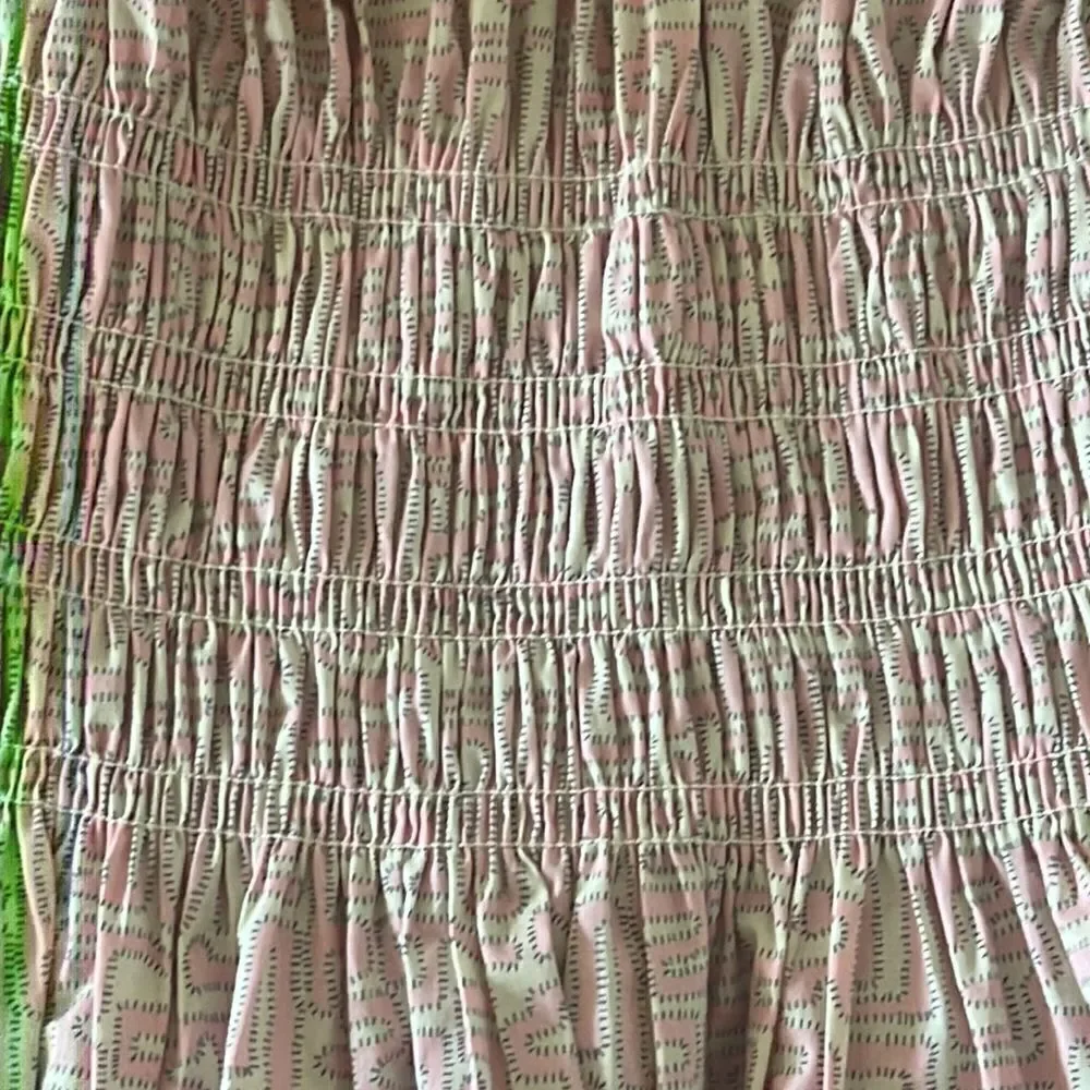 Staud Jules Top Smocked Square Neck Puff Sleeve Long Sleeve Pastel Maze XS